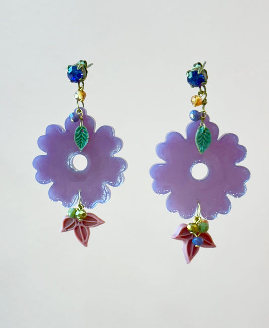 Pendientes flor lila P-34-154