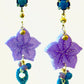 Pendientes flor lila y hoja azul P-34-173-G