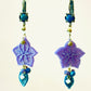 Pendientes flor lila y hoja azul P-34-173-G