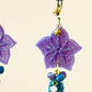 Pendientes flor lila y hoja azul P-34-173-G