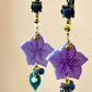 Pendientes flor lila y hoja azul P-34-173-G