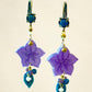 Pendientes flor lila y hoja azul P-34-173-G