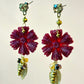 Pendientes flor mate granate P-34-176