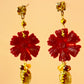 Pendientes flor mate granate P-34-176