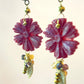 Pendientes flor mate granate P-34-176