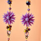 Pendientes lilas con flor y cristales-P-34-177