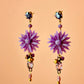 Pendientes lilas con flor y cristales-P-34-177