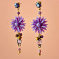 Pendientes lilas con flor y cristales-P-34-177