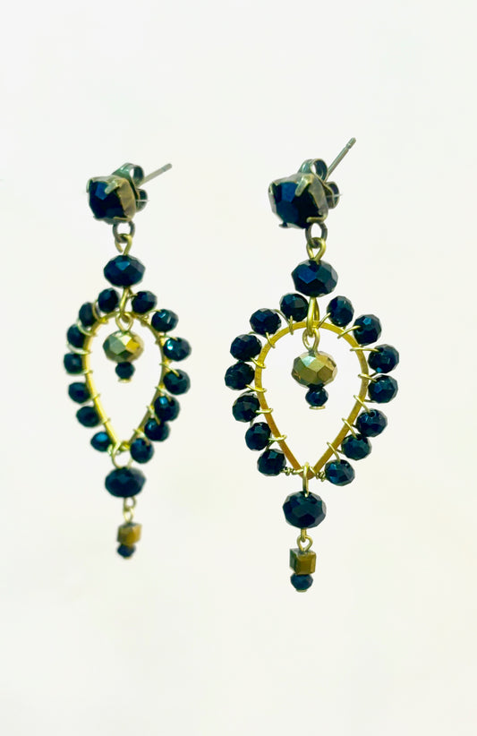 Pendientes negros de cristal P-34-188