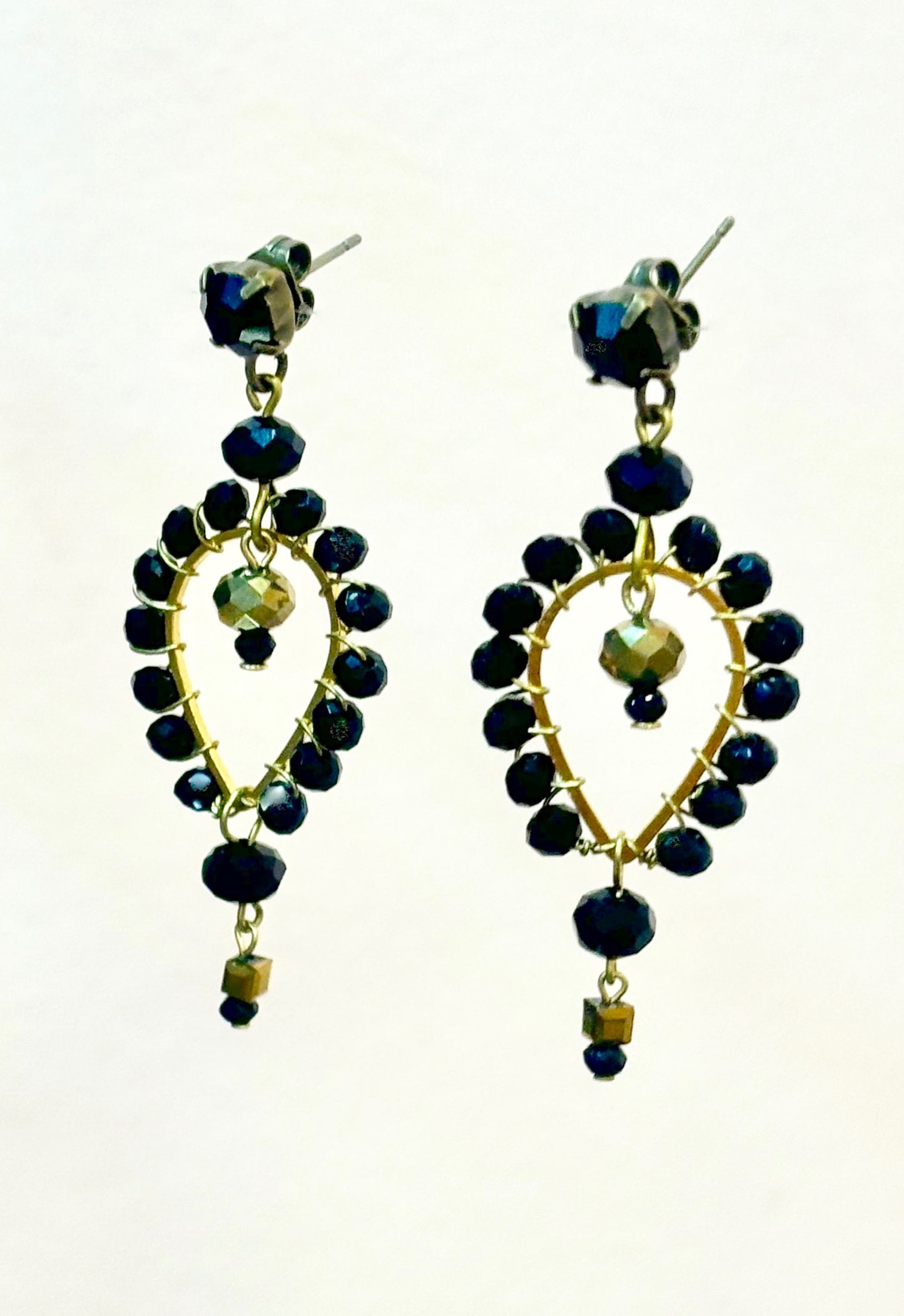 Pendientes negros de cristal P-34-188