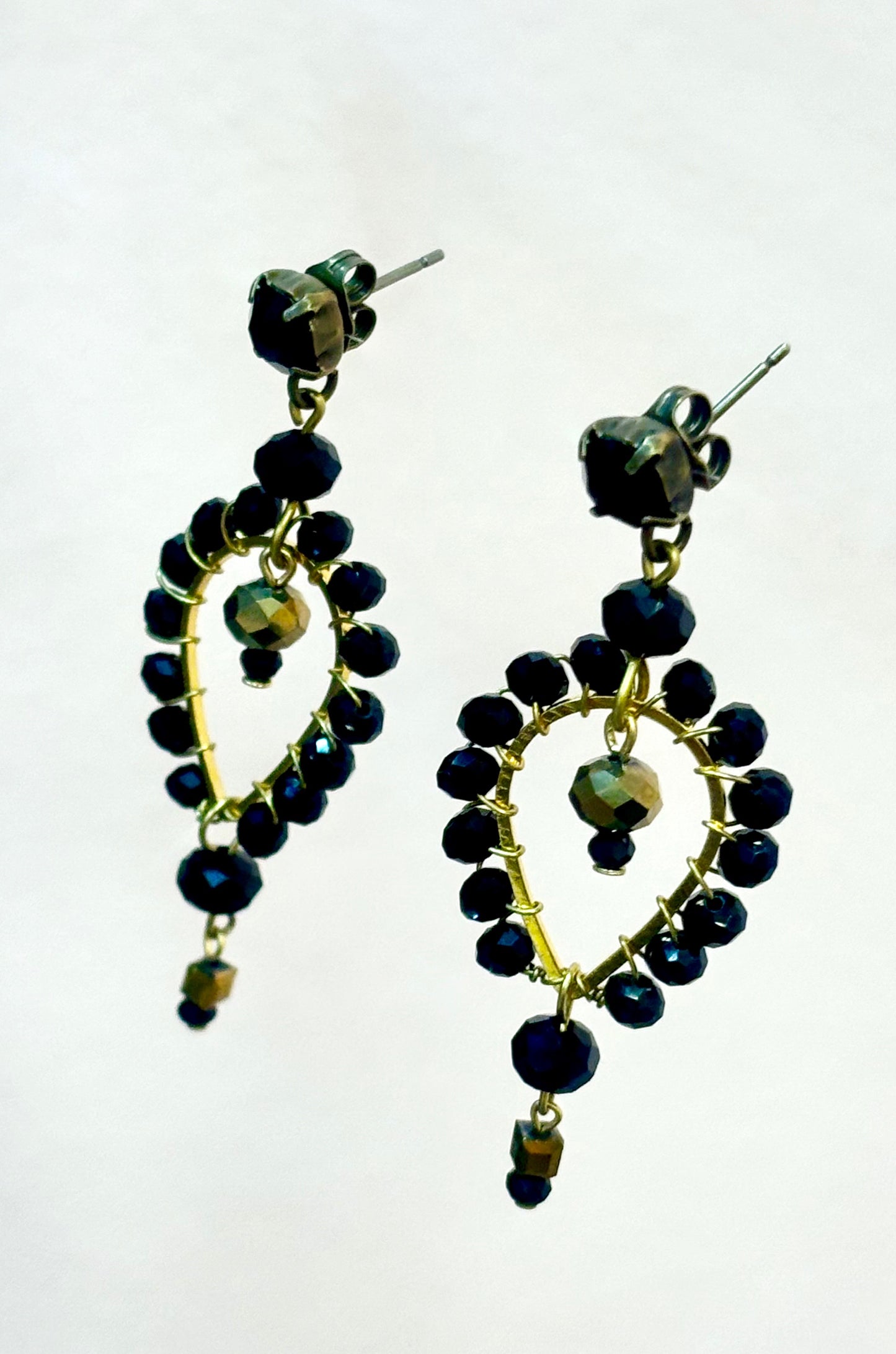 Pendientes negros de cristal P-34-188