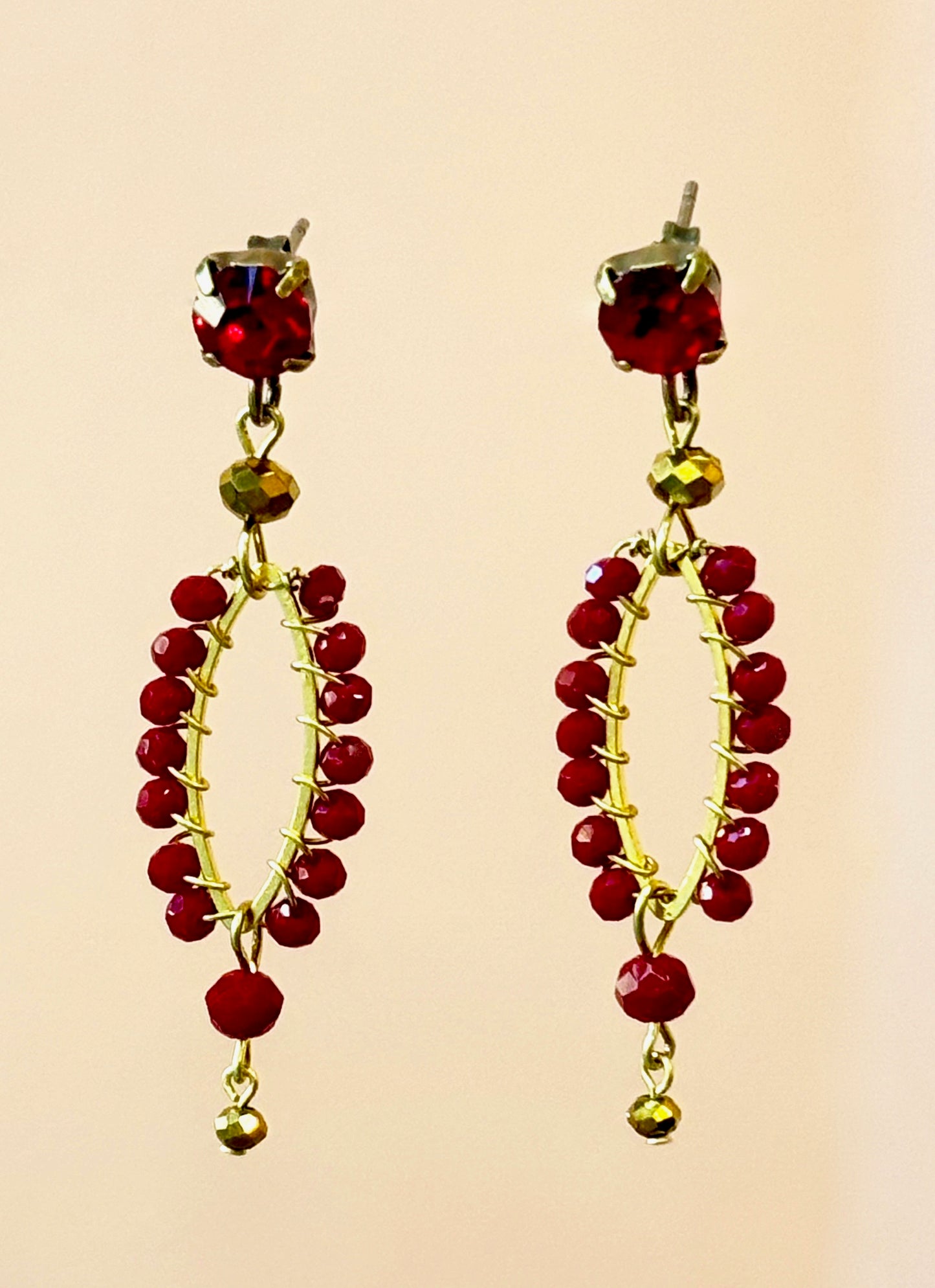 Pendientes oval rojos P-34-189