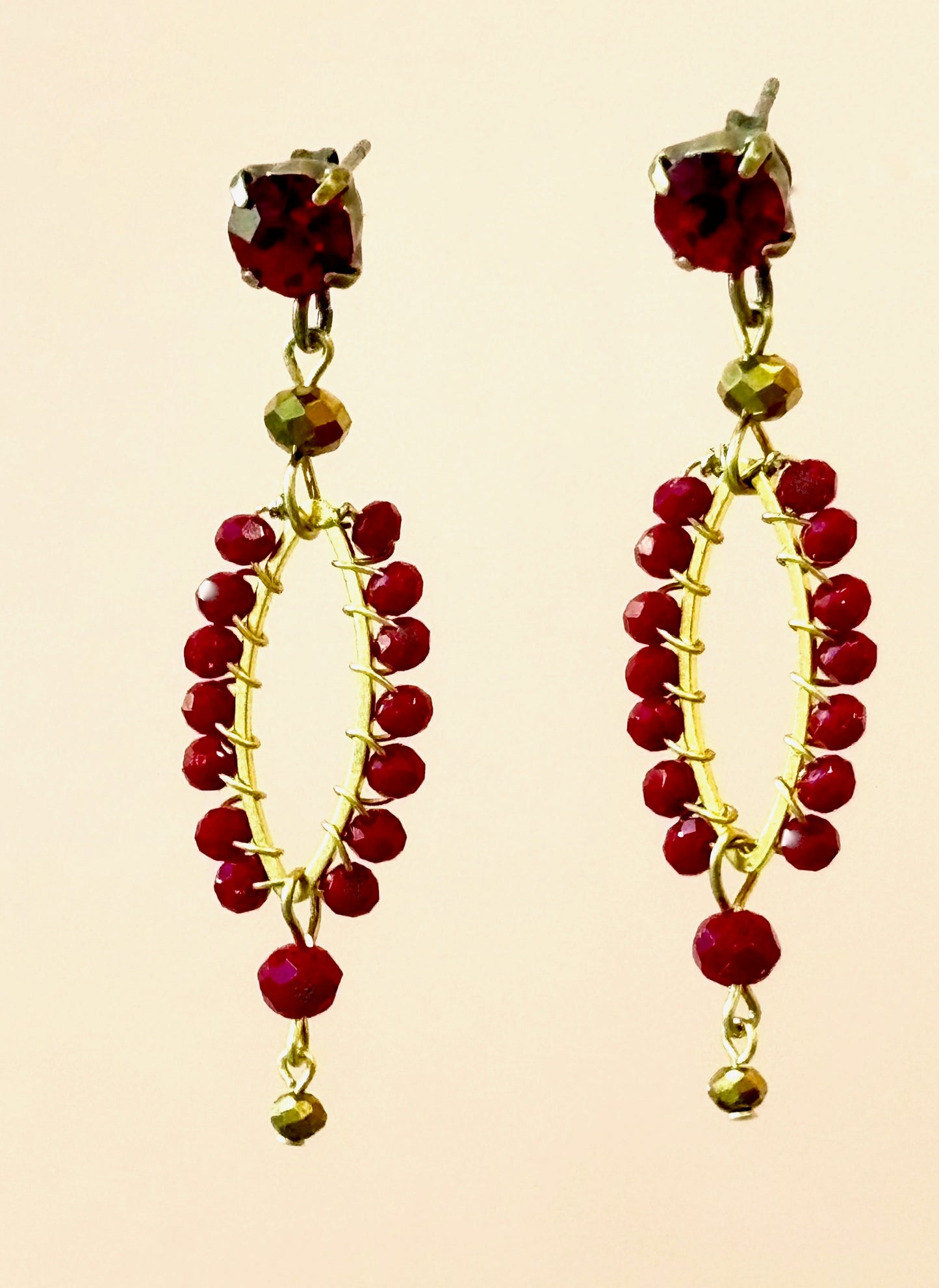 Pendientes oval rojos P-34-189