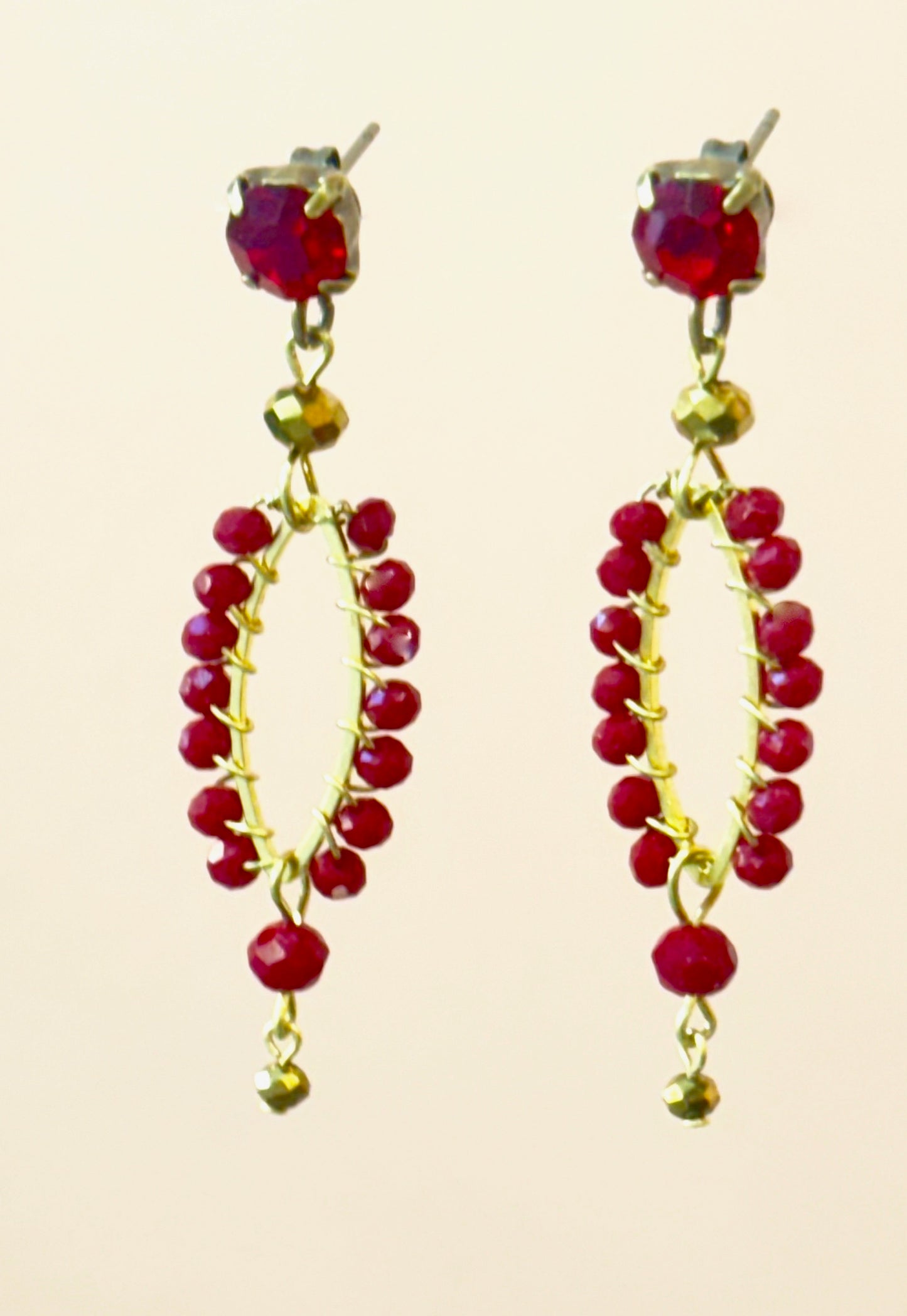 Pendientes oval rojos P-34-189