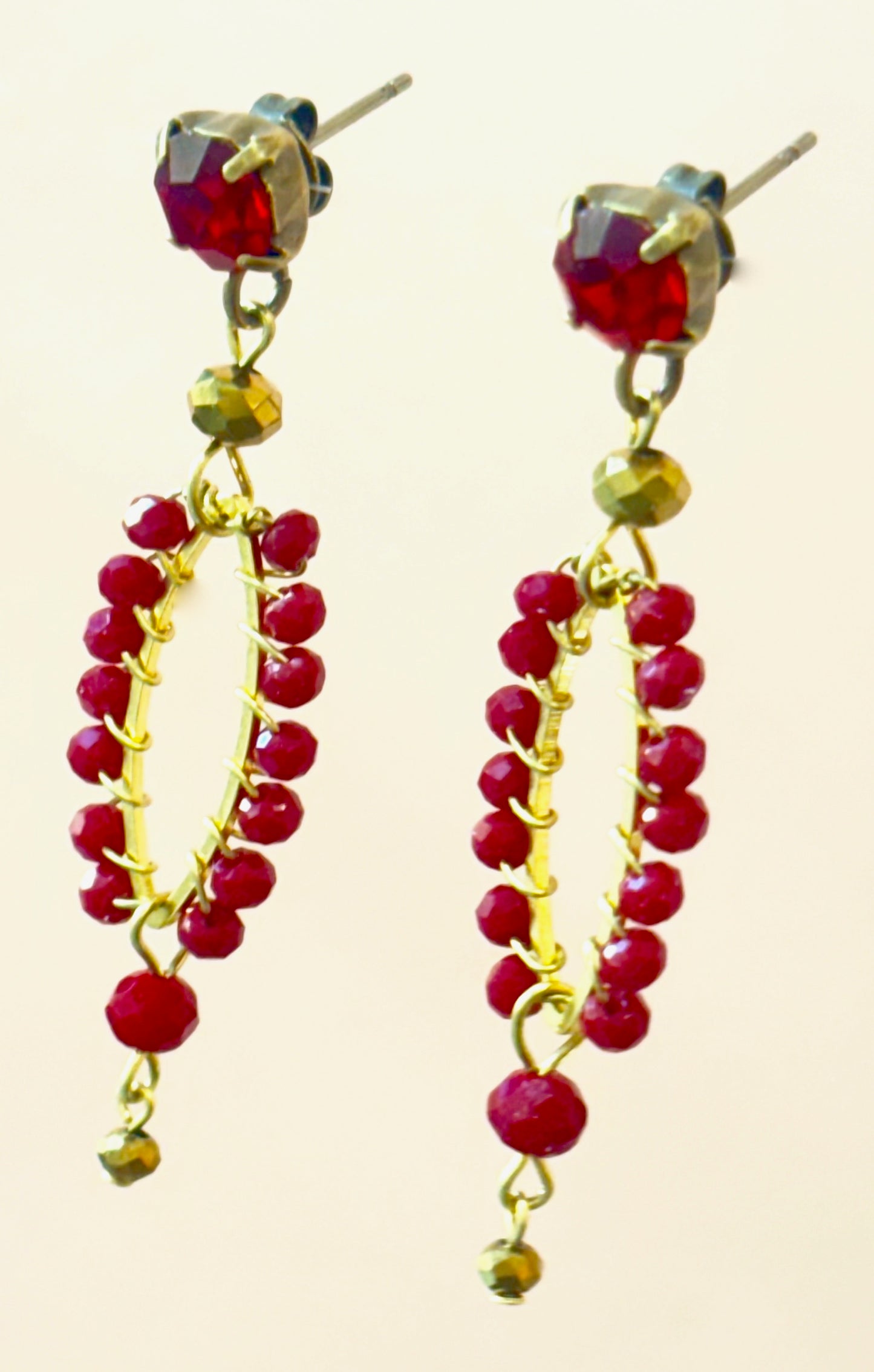 Pendientes oval rojos P-34-189