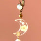 Pendientes luna transparente con flor y perlita encapsuladas-P-34-60-G