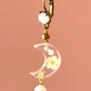 Pendientes luna transparente con flor y perlita encapsuladas-P-34-60-G