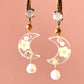 Pendientes luna transparente con flor y perlita encapsuladas-P-34-60-G