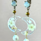 Pendientes luna transparente con flor y perlita encapsuladas-P-34-60-G