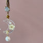 Pendientes luna transparente con flor y perlita encapsuladas-P-34-60-G